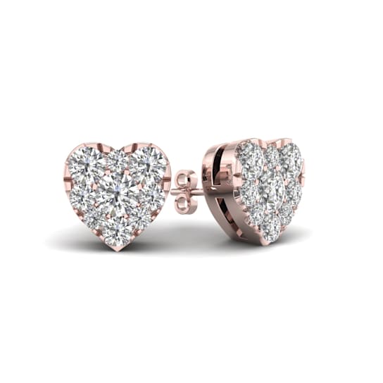 10k Rose Gold 1/3ctw Round Diamond Womens Heart Stud Earrings ( H-I
Color, I2 Clarity )