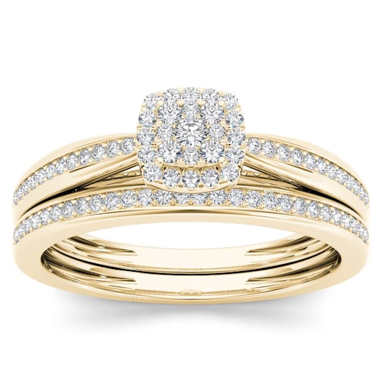 10K Yellow Gold .25ctw Diamond Halo Engagement Ring Wedding Band Bridal
(Color H-I, Clarity I2)