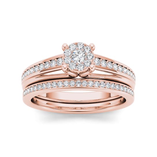 10K Rose Gold .40ctw Diamond Solitaire Engagement Bridal Ring Band Set (
I2-Clarity-H-I-Color )