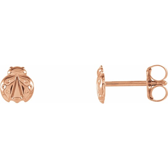 14K Rose Gold Ladybug Stud Earrings for Women