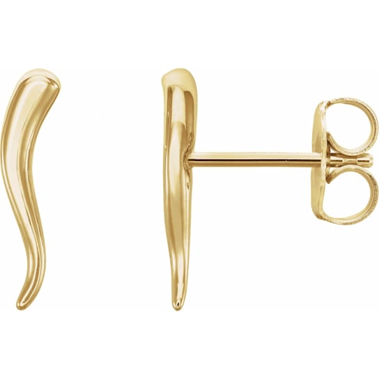 14K Yellow Gold Horn Drop Earrings for Women