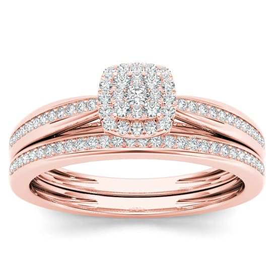 10K Rose Gold .25ctw Diamond Halo Engagement Ring Wedding Band Bridal
(Color H-I, Clarity I2)