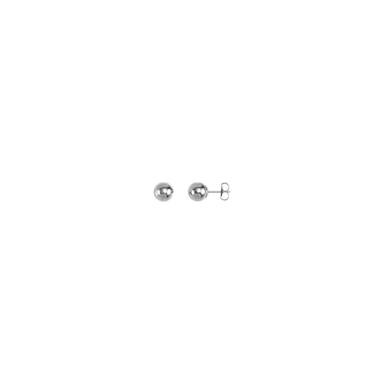 14K White Gold 7 mm Ball Stud Earrings with Friction Back for Women