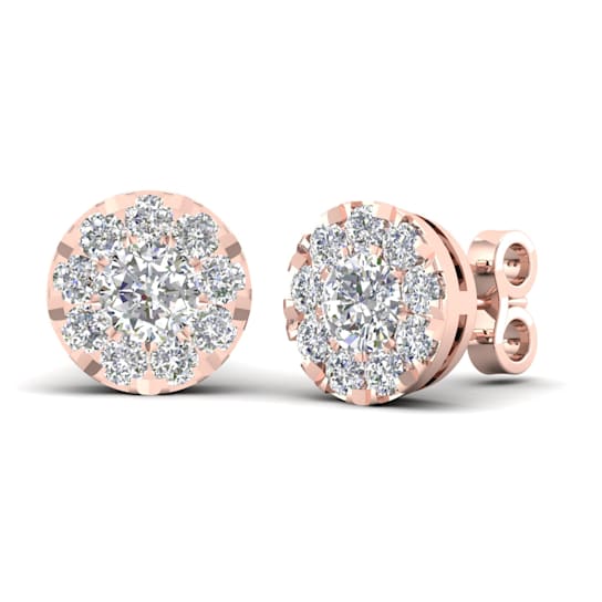10k Rose Gold 1ctw Diamond Womens Round Stud Earrings ( H-I Color, I2
Clarity )