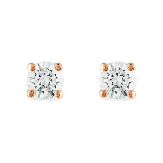 Lab Grown Diamond 14K Rose Gold Stud Earrings .50ctw