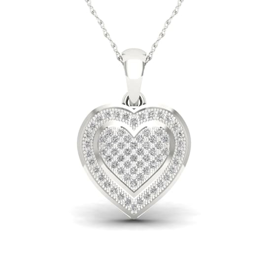 Sterling Silver Diamond Heart Pendant With 18 Inch Chain (H-I Color, I2
Clarity)(1/2 ctw)