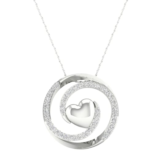 Sterling Silver Diamond Heart Pendant With 18 Inch Chain (H-I Color, I2
Clarity)(0.12 ctw)