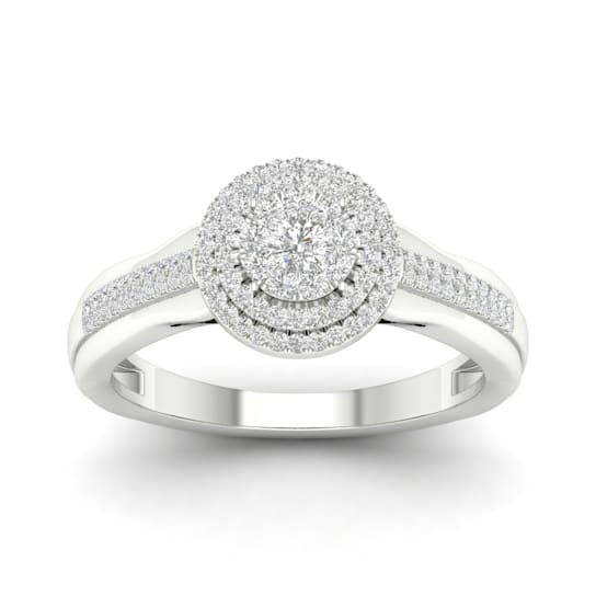 10K White Gold .33ctw Diamond Halo Engagement Ring (
I2-Clarity-H-I-Color )