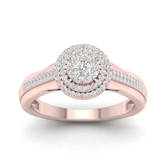 10K Rose Gold .33ctw Diamond Halo Engagement Ring ( I2-Clarity-H-I-Color )