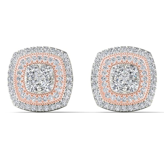 10k Rose Gold 1/2ctw Round Diamond Womens Square Stud Earrings ( H-I
Color, I2 Clarity )