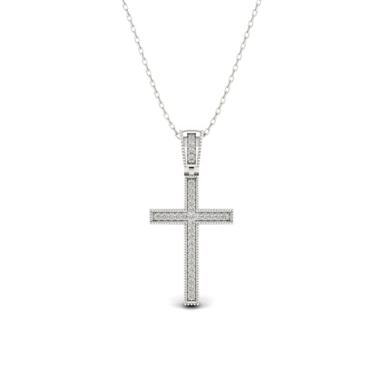 925 Sterling Silver Diamond Cross Pendant Rope Chain Necklace for Women
18inch (1/10ct/ I2,H-I)