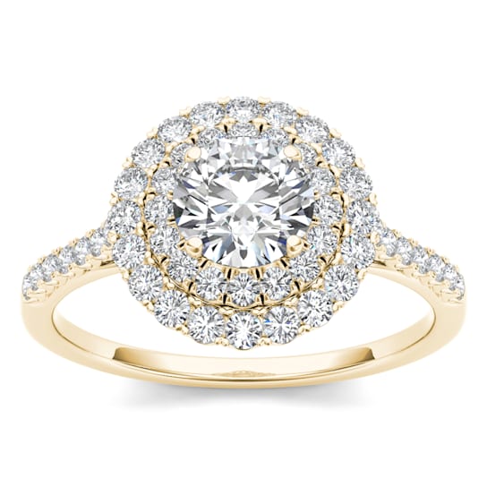 14K Yellow Gold 1.0ctw Round Diamond Halo Engagement Wedding Ring (Color
H-I, Clarity I2)