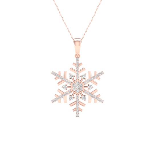 10k Rose Gold Diamond Snowflake Pendant With 18 Inch Chain (H-I Color,
I2 Clarity)(0.15 ctw)
