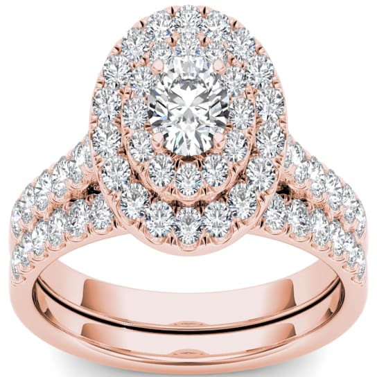 10K Rose Gold 1.0ctw Diamond Ladies Round Halo Engagement Ring (
I2-Clarity-H-I-Color )