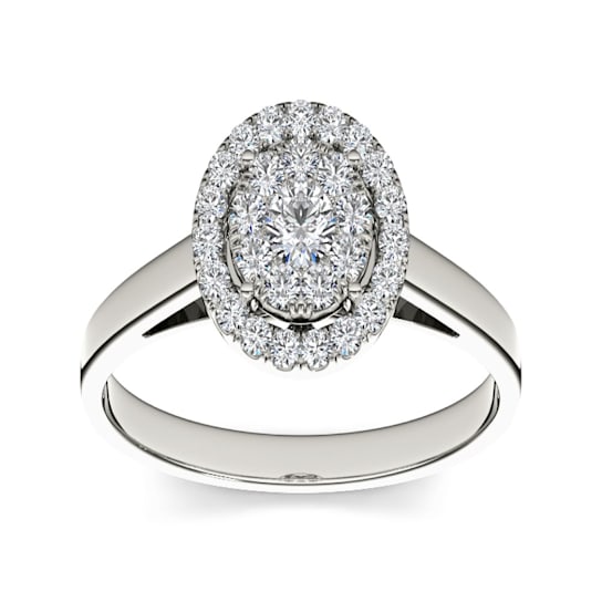 10K White Gold .33ctw Diamond Halo Engagement Wedding Ring (
I2-Clarity-H-I-Color )