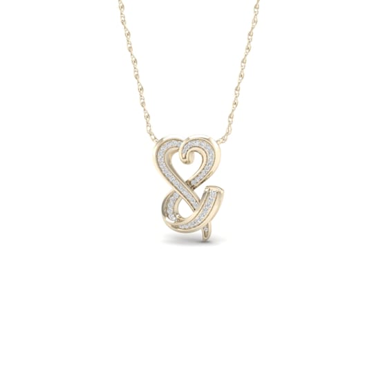 10k Yellow Gold Diamond Double Heart Pendant With 18 Inch Chain (H-I
Color, I2 Clarity)(0.15ctw)