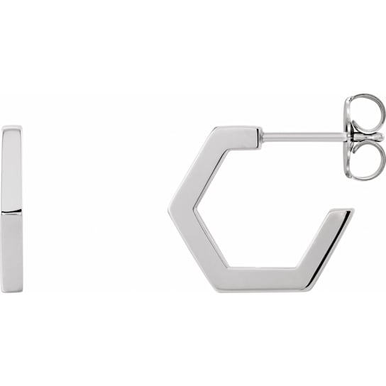 Sterling Silver Geometric 12.6 mm Huggie Hoop Earrings for Women