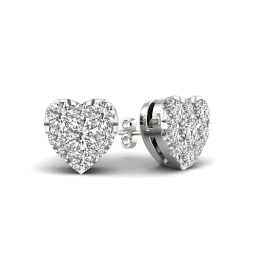 10k White Gold 1/3ctw Round Diamond Womens Heart Stud Earrings ( H-I
Color, I2 Clarity )