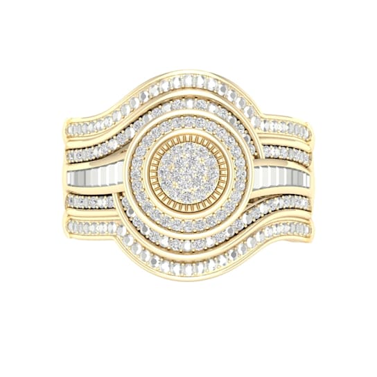 10K Yellow Gold .20ctw Diamond Ladies Swirl Round Halo Engagement Ring (
I2-Clarity-H-I-Color )