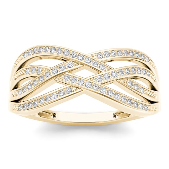 10K Yellow Gold .07ctw Round Diamond Crossover Ring (0.07cttw, Color
H-I, Clarity I2)