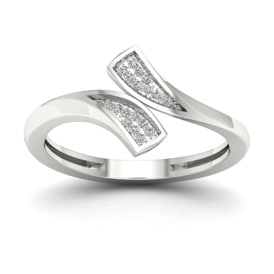 10K White Gold .05ctw Round Cut Diamond Crossover Band Ring (0.05cttw,
Color H-I, Clarity I2)