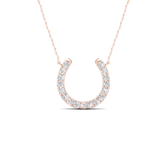 14K Rose Gold Diamond Horseshoe Pendant Rope Chain Necklace for Women
18inch (1/3Ct / I2,H-I)