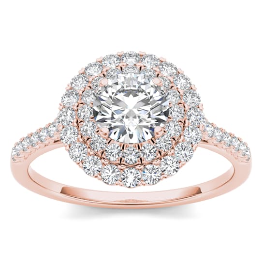 14K Rose Gold 1.0ctw Round Diamond Halo Engagement Wedding Ring (Color
H-I, Clarity I2)