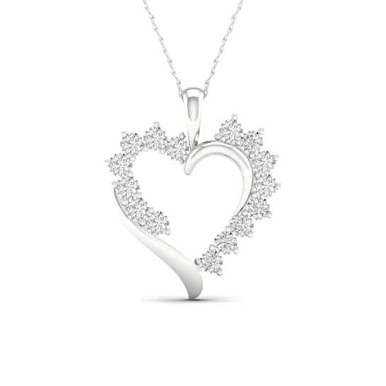 925 Sterling Silver Diamond Heart Pendant Rope Chain Necklace for Women
18inch (1/20ct / I2,H-I)
