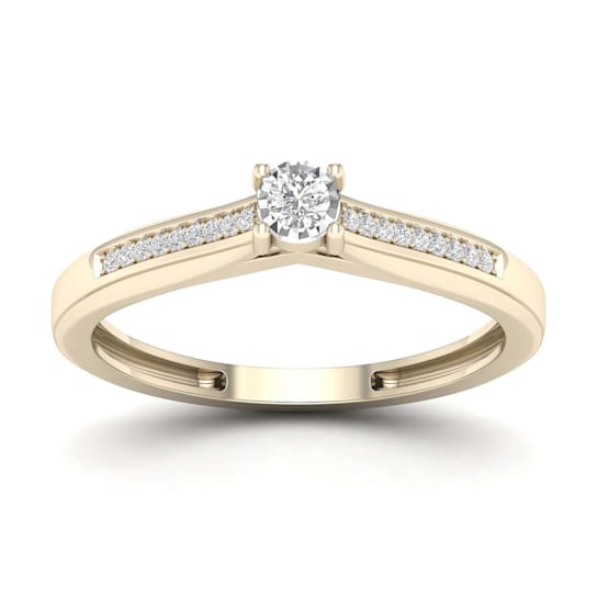 10K Yellow Gold .10ctw Round Diamond Solitaire Engagement Ring (Color
H-I, Clarity I2)
