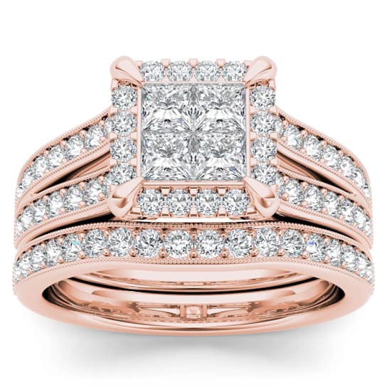 14K Rose Gold 1.50ctw Diamond Anniversary Engagement Ring Bridal Band
Set (I2-Clarity-H-I-Color)