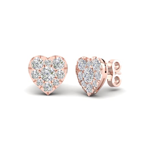 10k Rose Gold 0.75ctw Round Diamond Womens Heart Stud Earrings ( H-I
Color, I2 Clarity )