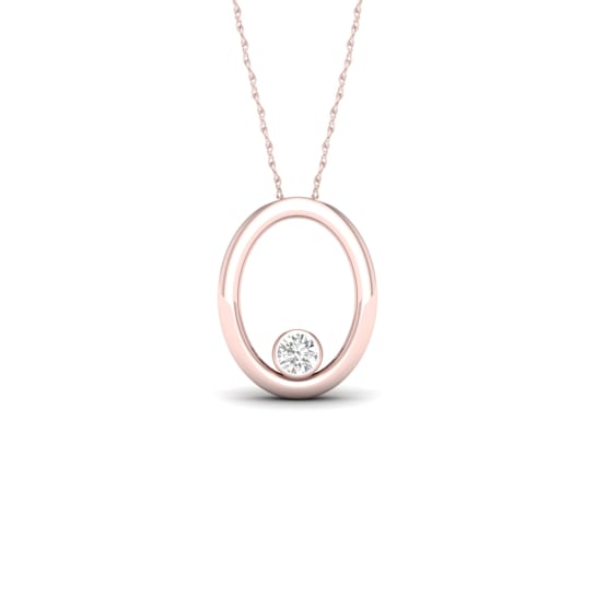 10k Rose Gold 1/20ct Solitaire Diamond Circle Pendant With 18 Inch Chain
(H-I Color, I2 Clarity)