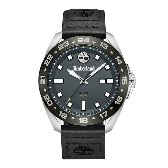 Timberland Carrigan Collection Men's Watch with Black Leather Strap