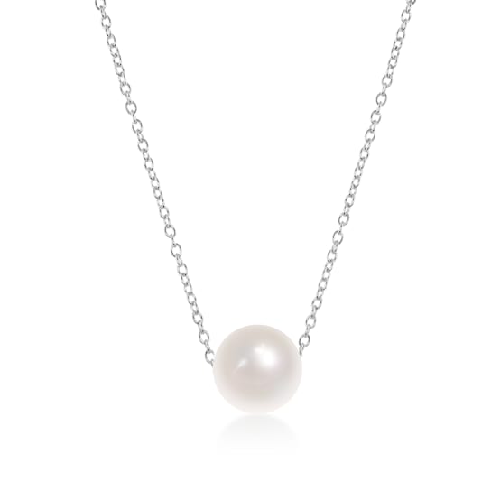 Sterling Silver Single Threaded 10mm Freshwater Pearl Necklace
