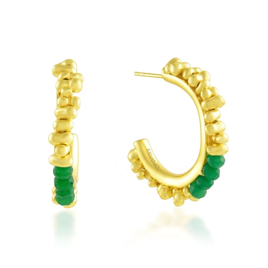 Green Jade Jade Pellet Hoop (Gold Vermeil)