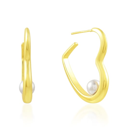 Hold The Pearl Heart Earring (Gold Vermeil)