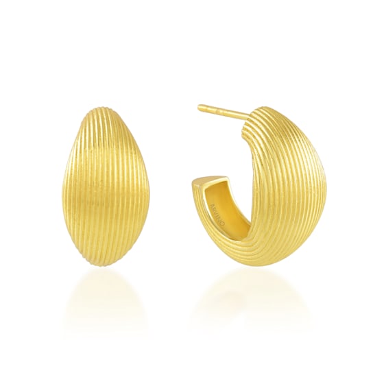 Eligible Striated Hoops (Gold Vermeil)