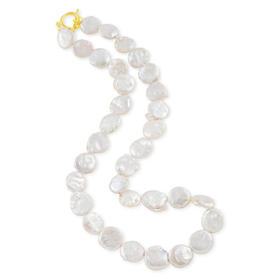 Baroque Pearl Disc Necklace (Gold Vermeil)