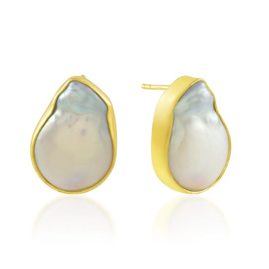 Earthy Baroque Pearl Studs (Gold Vermeil)