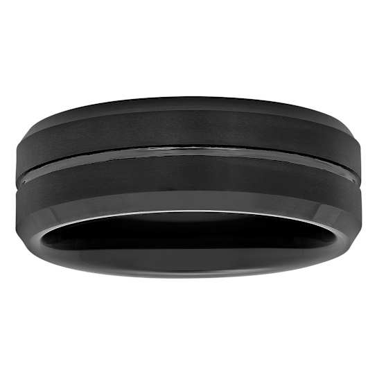Tungsten Comfort™ Tungsten 8MM Black Ion Plated Grooved Band