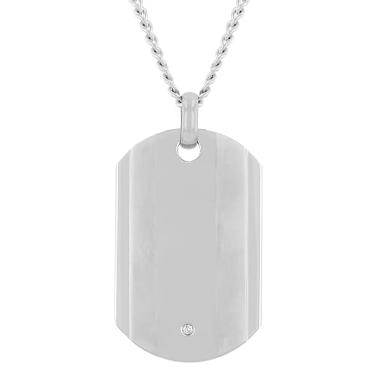 Diamond Accent Titanium Dog Tag Pendant