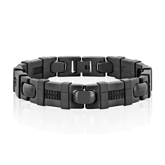 Stainless Steel Black Ion Plated With Rubber Bracelet
