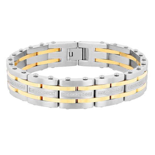 Stainless Steel Yellow Ion Plated Diamond Bracelet .50ctw