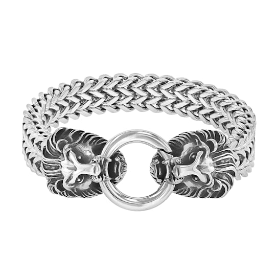 Stainless Steel Double Lions Head Bracelet