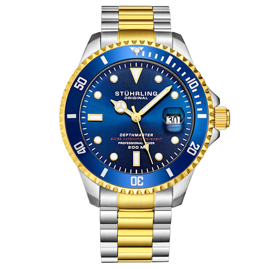 Men's Swiss Automatic Dive Watch Two-Tone Link, Blue Dial Luminescent
Rotating Bezel