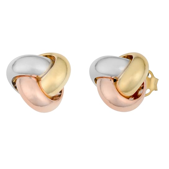 14k Tricolor Gold Love Knot Earrings | Minimalist Jewelry
