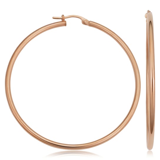 14k Rose Gold 2x50 mm Hoop Earrings | Classic Jewelry for Women