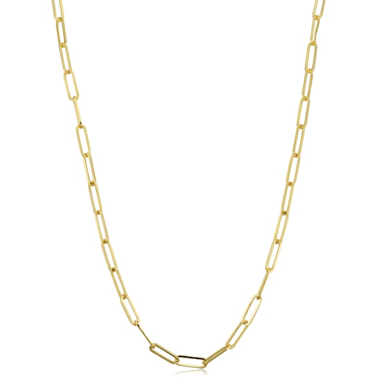 14k Yellow Gold 3.2 mm Polished Paperclip Chain Necklace (18 inches)