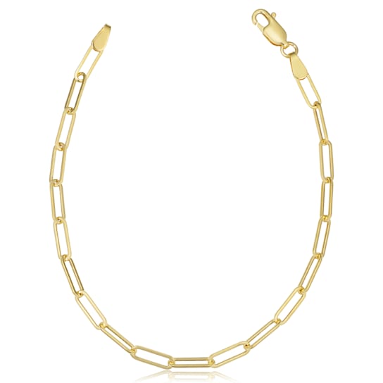 14k Yellow Gold 3 mm Paperclip Chain Bracelet (7 inches)