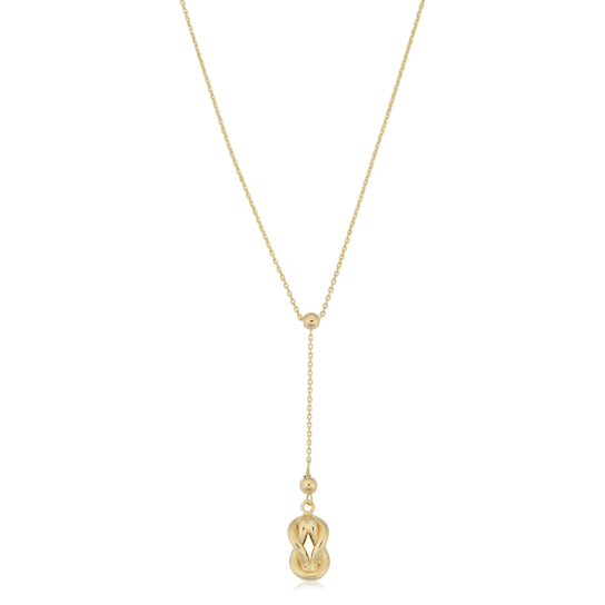 14k Yellow Gold Love Knot Drop Y Necklace (18 inch) | Minimalist Jewelry
for Women